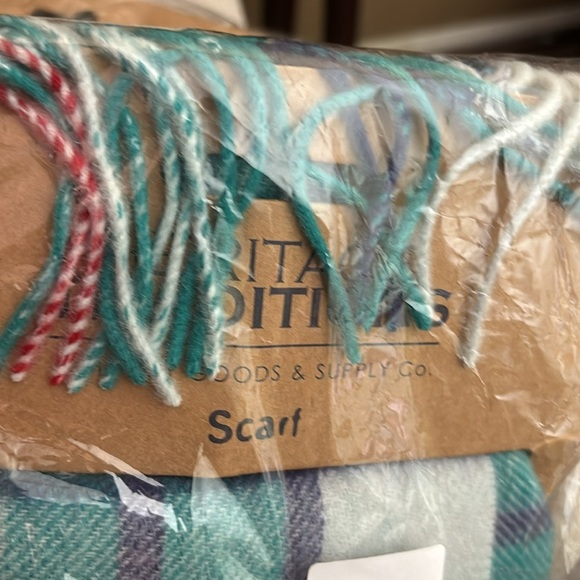 Carrolls Designs Black Watch Wool Scarf with Turquoise, Blue Red Tartan plaid - Picture 3 of 4